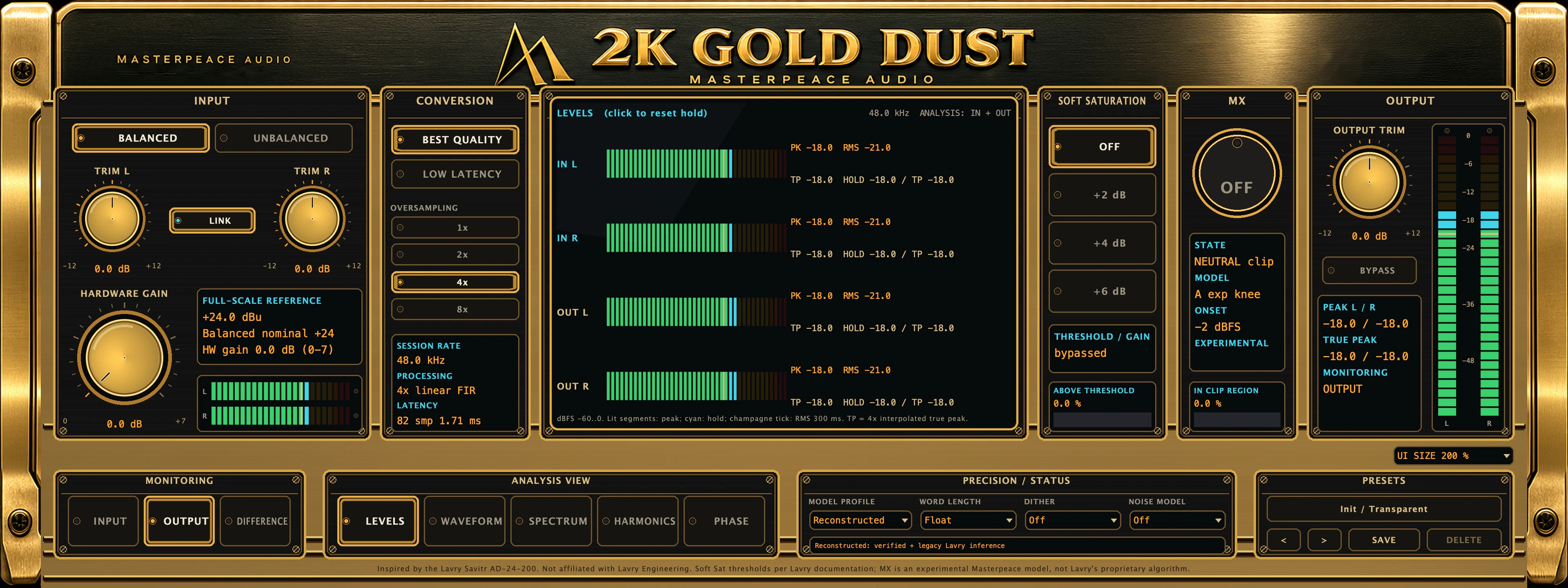 2K Gold Dust interface
